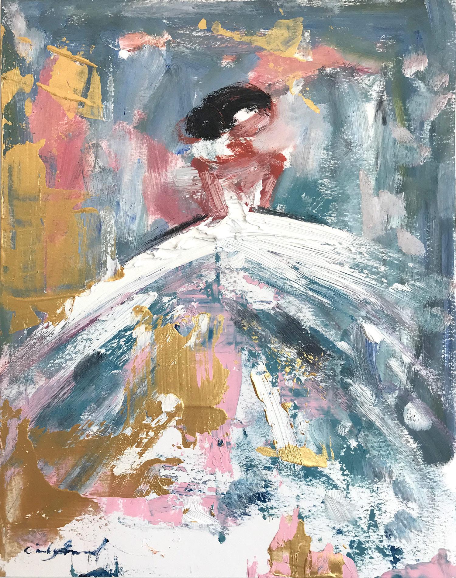 Sophia, Abstract Figure on Paper – Painting von Cindy Shaoul