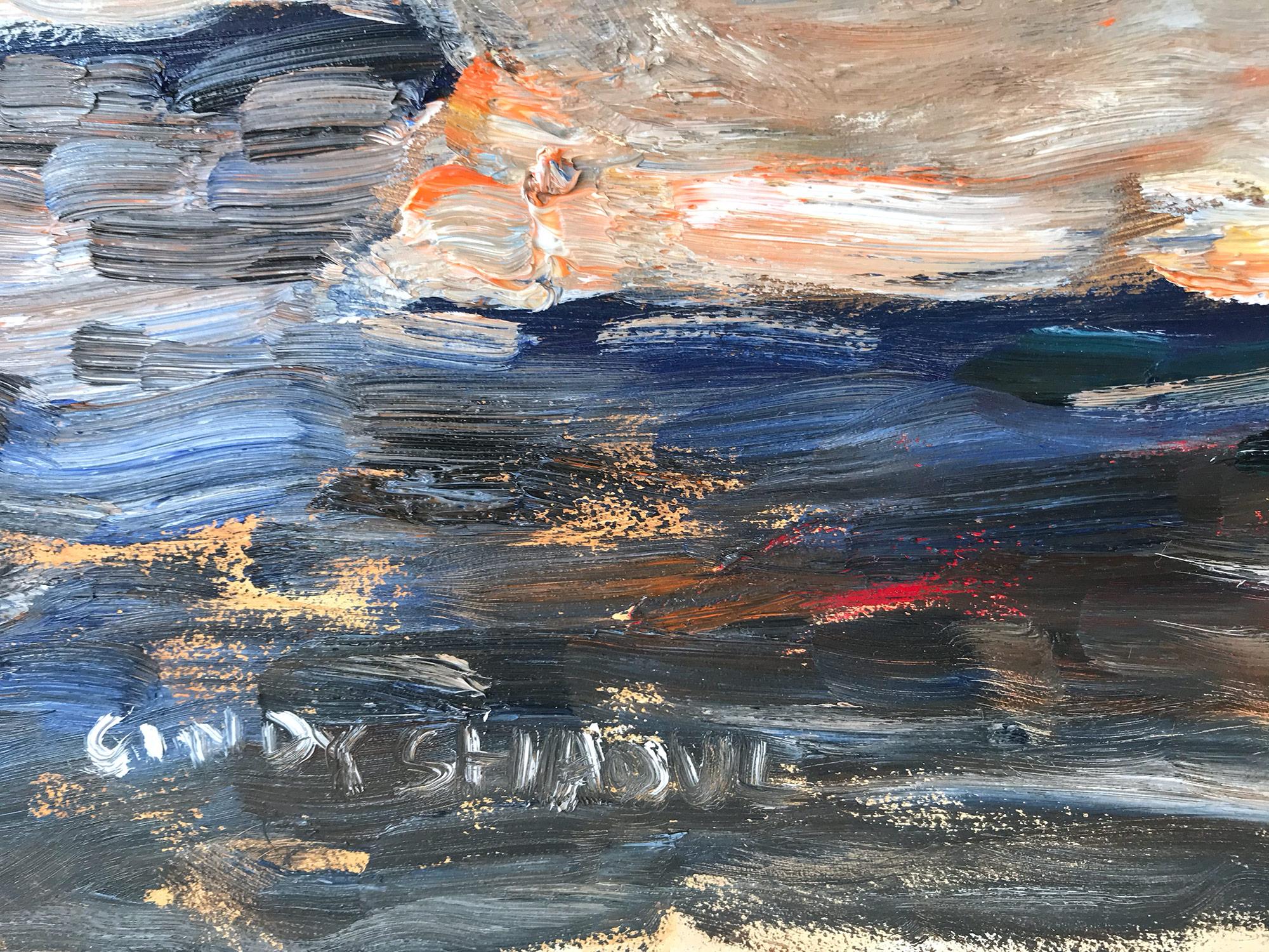 Impressionistisches Ölgemälde „Splashes at the Beach“ auf Tafel, Strandszene im Angebot 3