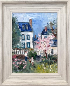 "Spring Blooms in the Garden" Impressionistic Scene in style of Claude Monet