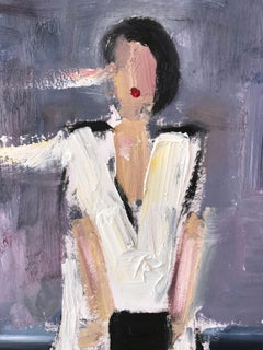"Stella in New York" Fashion Figure wearing Chanel NYC Oil Painting on Paper