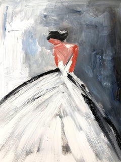"Stephanie in Paris" Abstract Figure in Chanel Gown Haute Couture Oil Painting