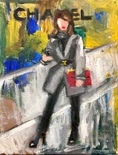 "Stepping Out - Chanel Nights" Impressionist Scene Oil Painting on Canvas Framed