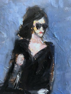 "Stepping Out, In Dolce & Gabbana" Impressionist Figure Oil Painting on Board