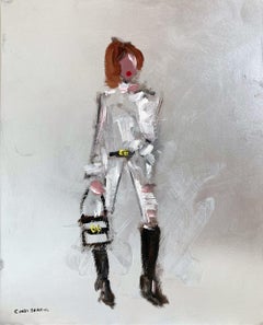 "Stepping Out in Gucci" Impressionist High-End Fashion Oil Painting on Paper