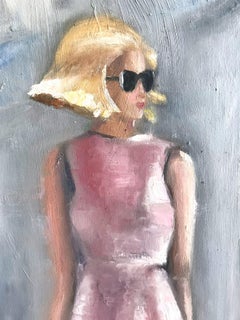 "Stepping Out in Paris" Impressionistic Oil Painting on Canvas Woman in Sunglass