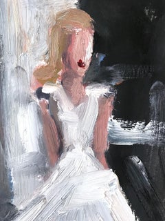 "Stepping Out In South of France" Figure in Chanel Dress Oil Painting on Paper