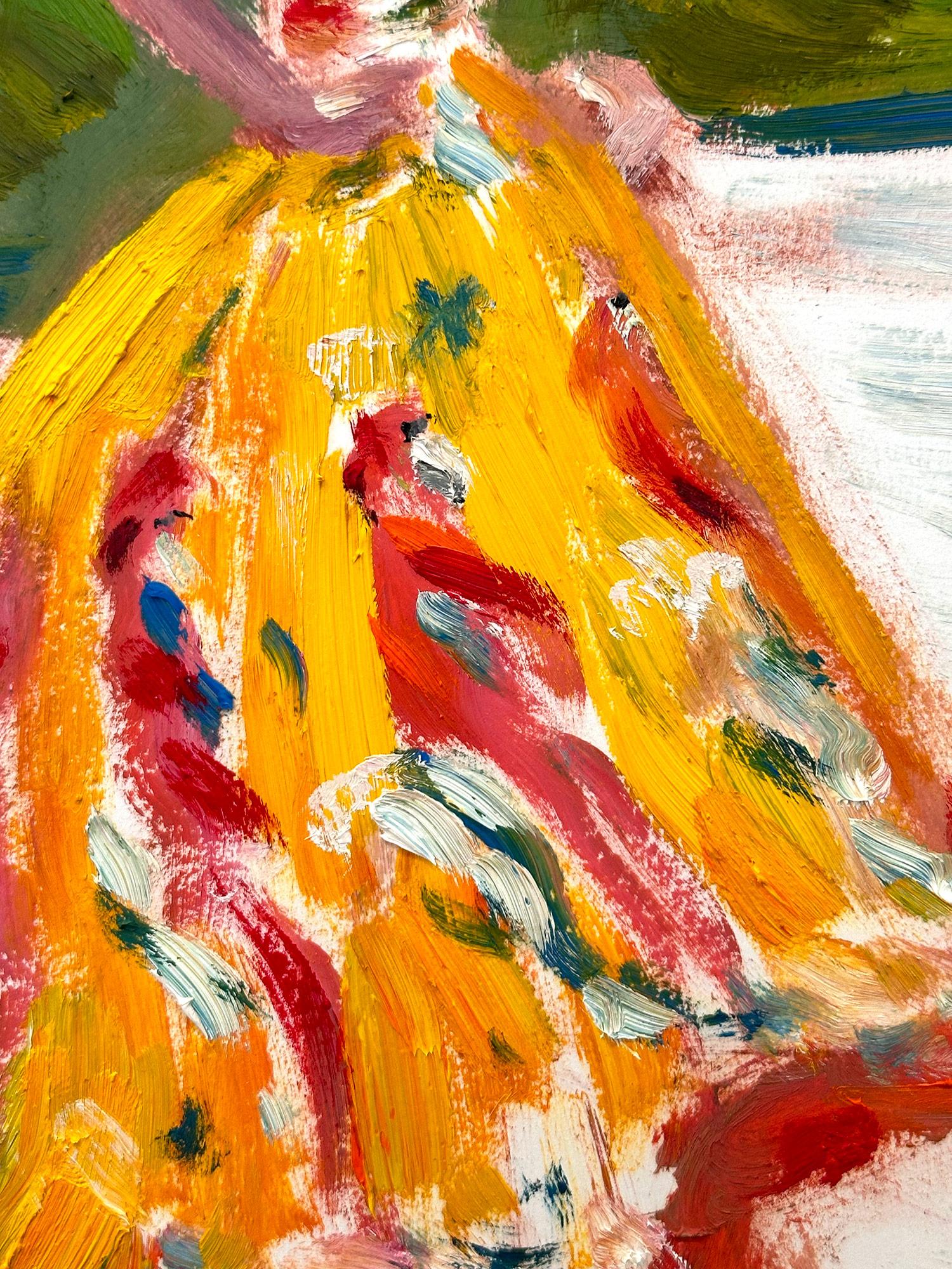 „Stepping Out - Met Gala Zendaya“ Roter Teppich Haute Couture Ölgemälde auf Papier (Amerikanischer Impressionismus), Painting, von Cindy Shaoul