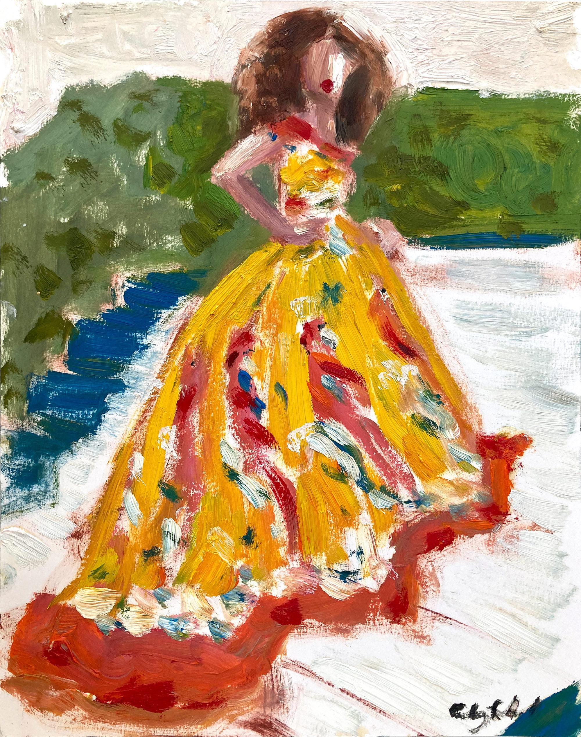 "Stepping Out - Met Gala Zendaya" Red Carpet Haute Couture Oil Painting on Paper