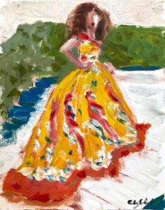 "Stepping Out - Met Gala Zendaya" Pittura ad olio su carta del Red Carpet Haute Couture