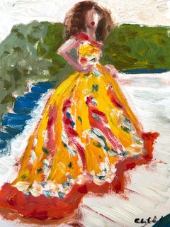 "Stepping Out - Met Gala Zendaya" Red Carpet Haute Couture Peinture à l'huile sur papier
