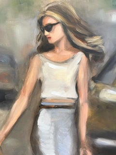 "Stepping Out - New York" Impressionistic Street Scene Oil  Painting on Canvas