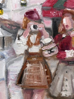 "Stepping Out - Paris" Haute Couture Figures Oil Painting with Chanel Bag