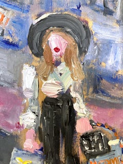 "Stepping Out Rodeo Drive" Oil Painting of a Woman Shopping Chanel & Hermes