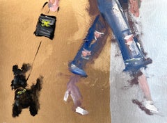 "Stepping Out - Silver & Gold in Chanel" Impressionist Figure Oil Painting Paper