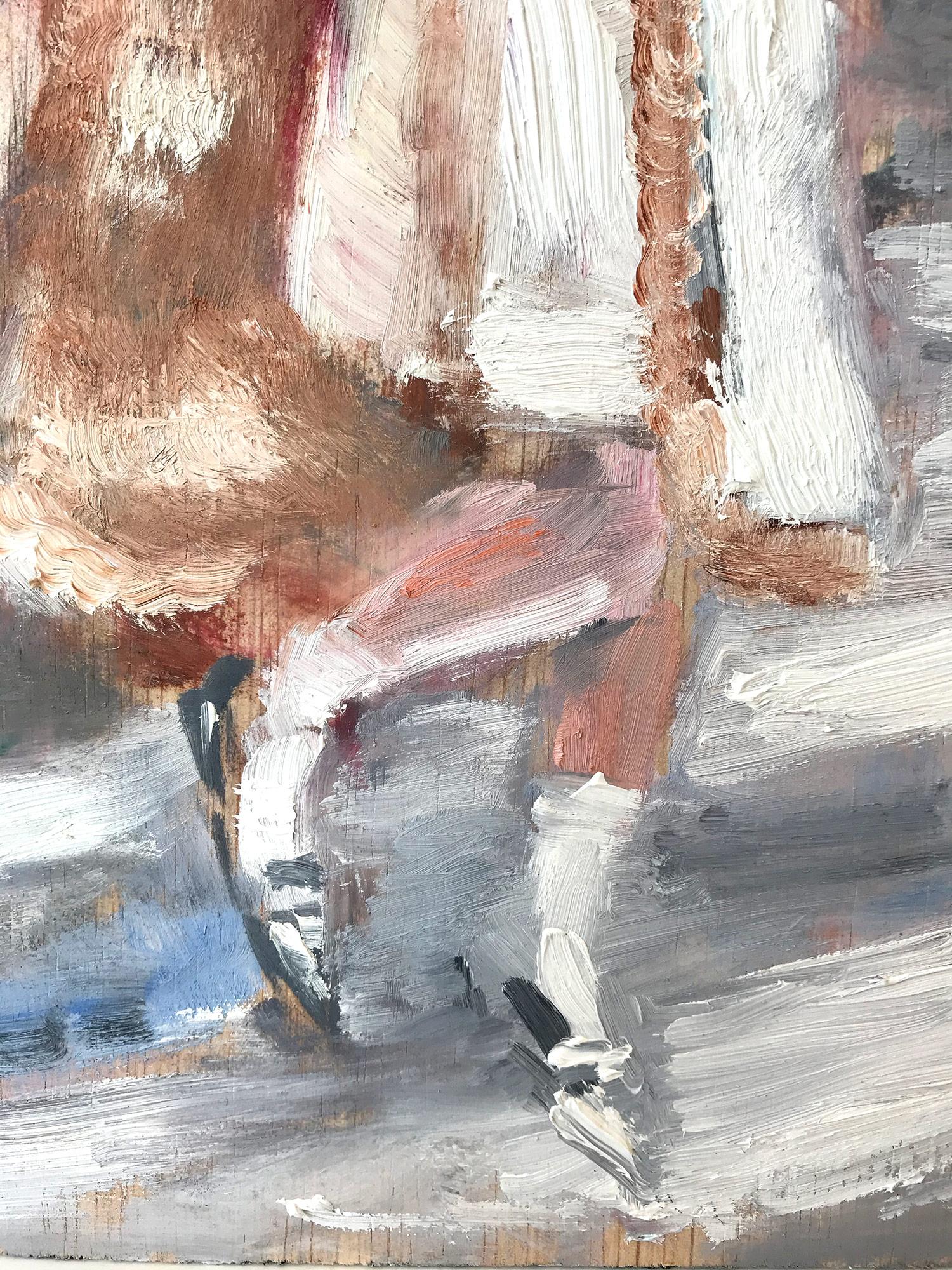 Una stravagante rappresentazione di una donna che fa un giro a New York indossando una sontuosa Chanel. Questo pezzo cattura l'essenza della moda a New York. Realizzati in uno stile molto moderno e impressionistico, i colori sono vivaci ma delicati.