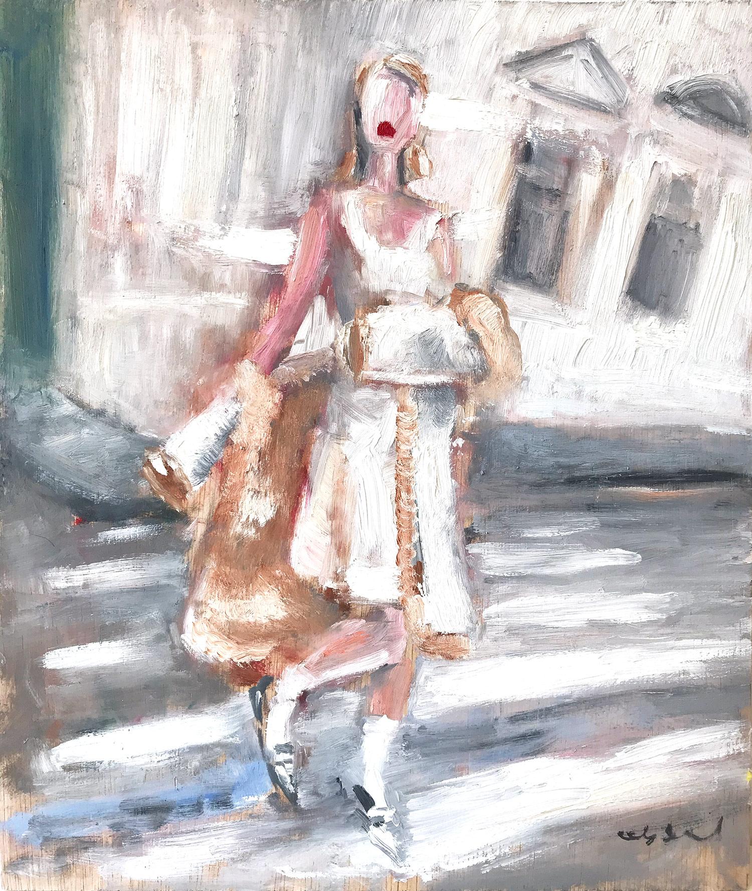 "Stepping Out with Chloe" NYC Fashion in Chanel Impressionistic Oil Painting  