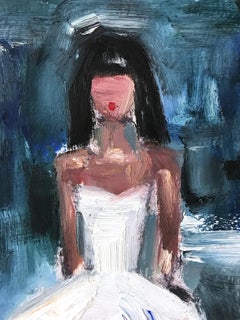 "Stepping Out with Naomi" Figure Interior Scene in Chanel Oil Painting on Paper