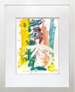 "Summer" Abstract Figure with Gown French Haute Couture Oil Painting on Paper