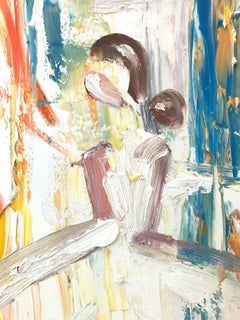 "Summer in Paris" Figure in Chanel Gown Haute Couture Oil Painting on Paper