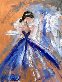 "Summer Moments in Chanel" Figure in Gown Haute Couture Oil Painting on Paper