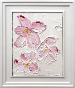« Jour après-midi Magnolias », peinture à l'huile sur bois et cadre blanc