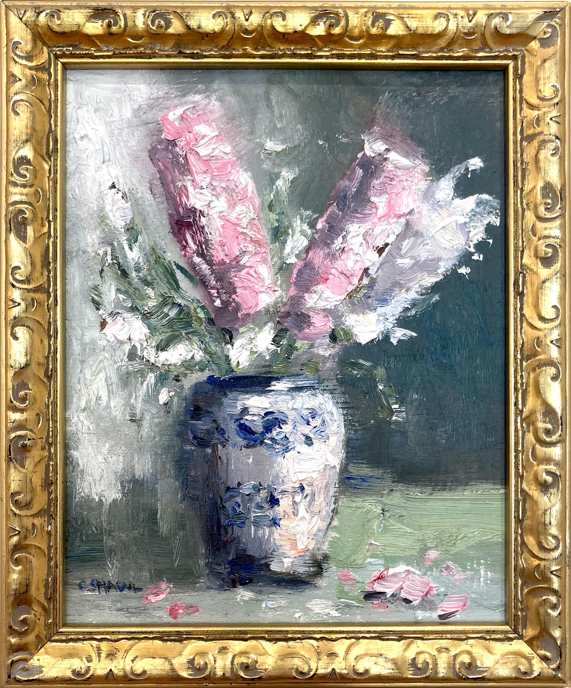 "Sunday Morning Picks" Impressionistisches Stillleben Ölgemälde Blumen in Vase