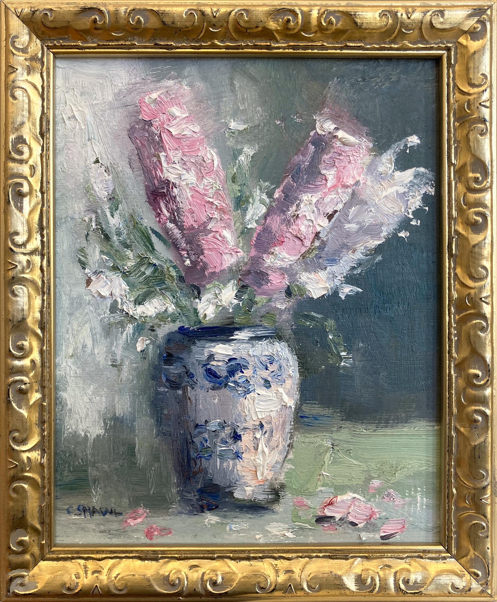 "Sunday Morning Picks" Impressionistisches Stillleben Ölgemälde Blumen in Vase