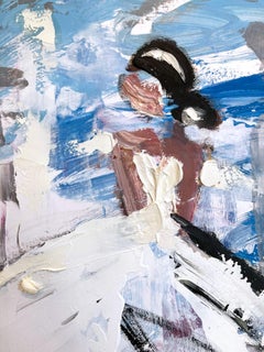 "Symphony in Paris" Figure in Chanel Gown Haute Couture Oil Painting on Paper