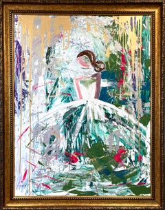 "Take Me to Pairs" Figure in Chanel Gown French Haute Couture Oil Painting
