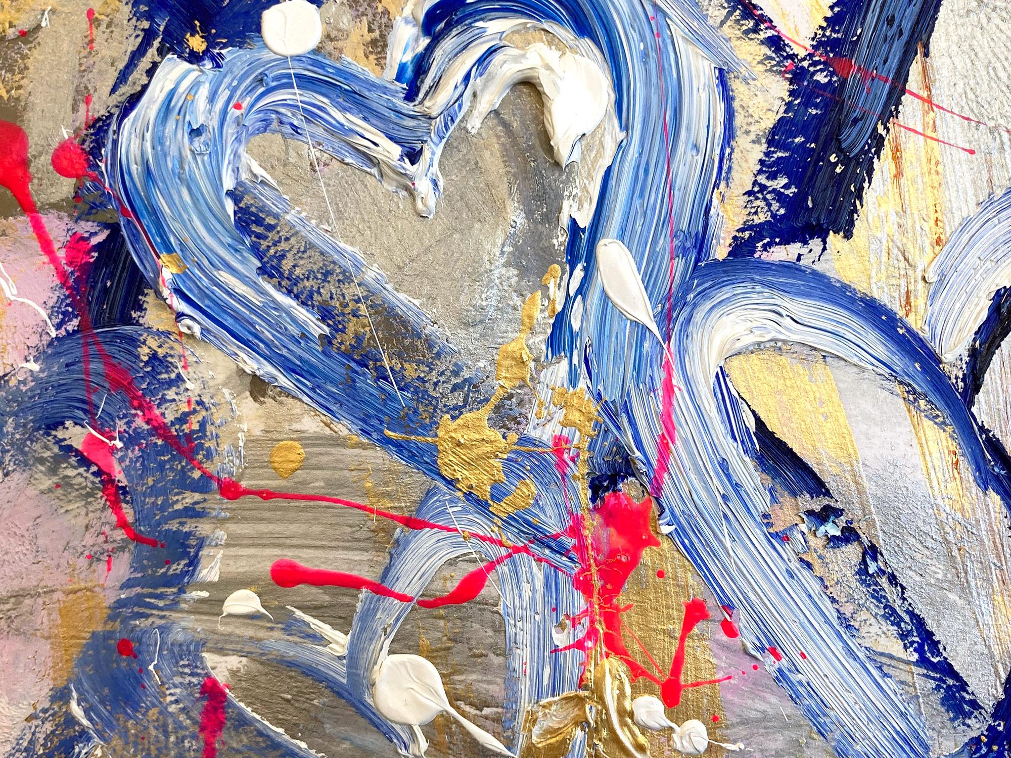 « Take You Dancing », peinture abstraite sur papier représentant des cœurs de pop art colorés en vente 5