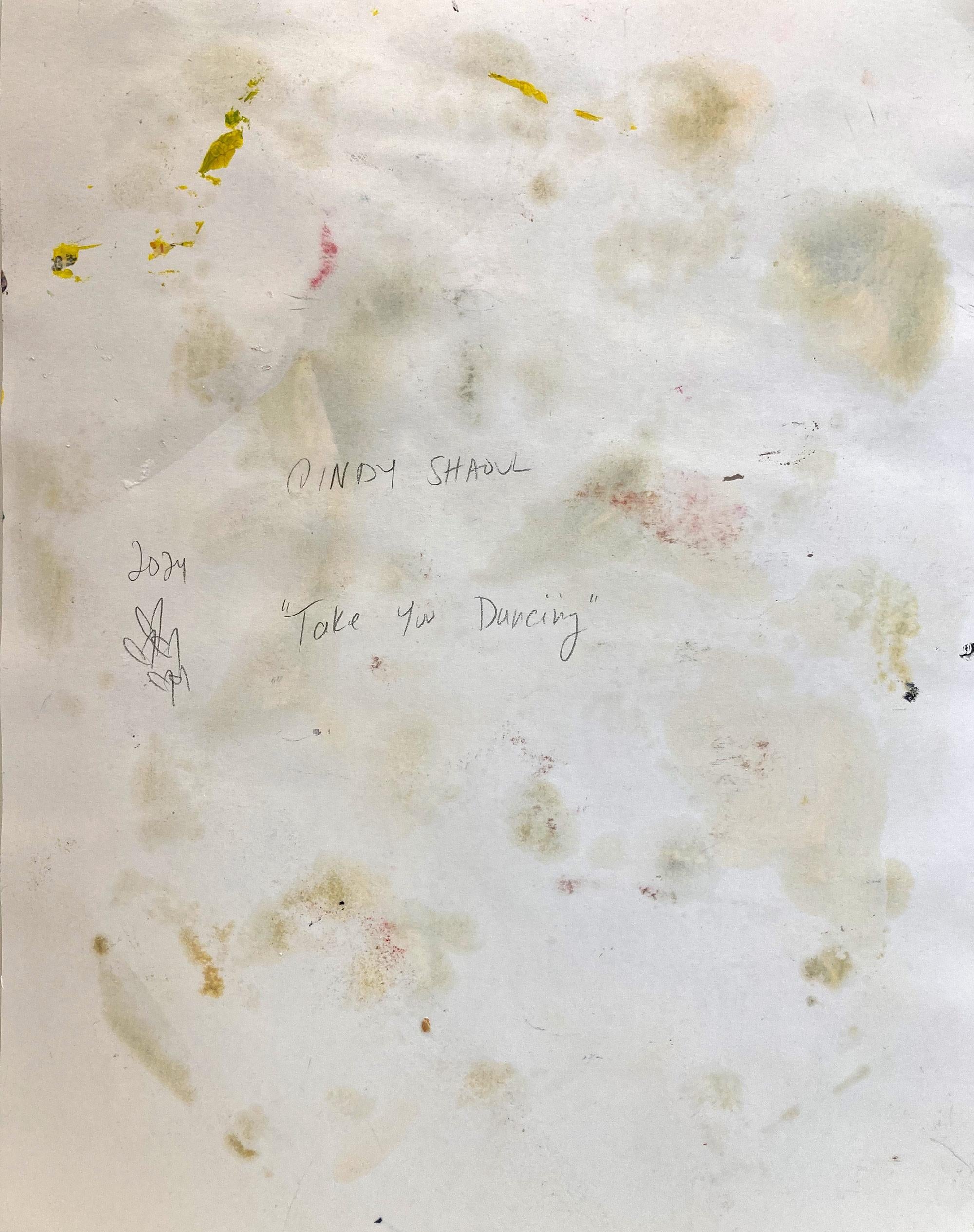 « Take You Dancing », peinture abstraite sur papier représentant des cœurs de pop art colorés en vente 7