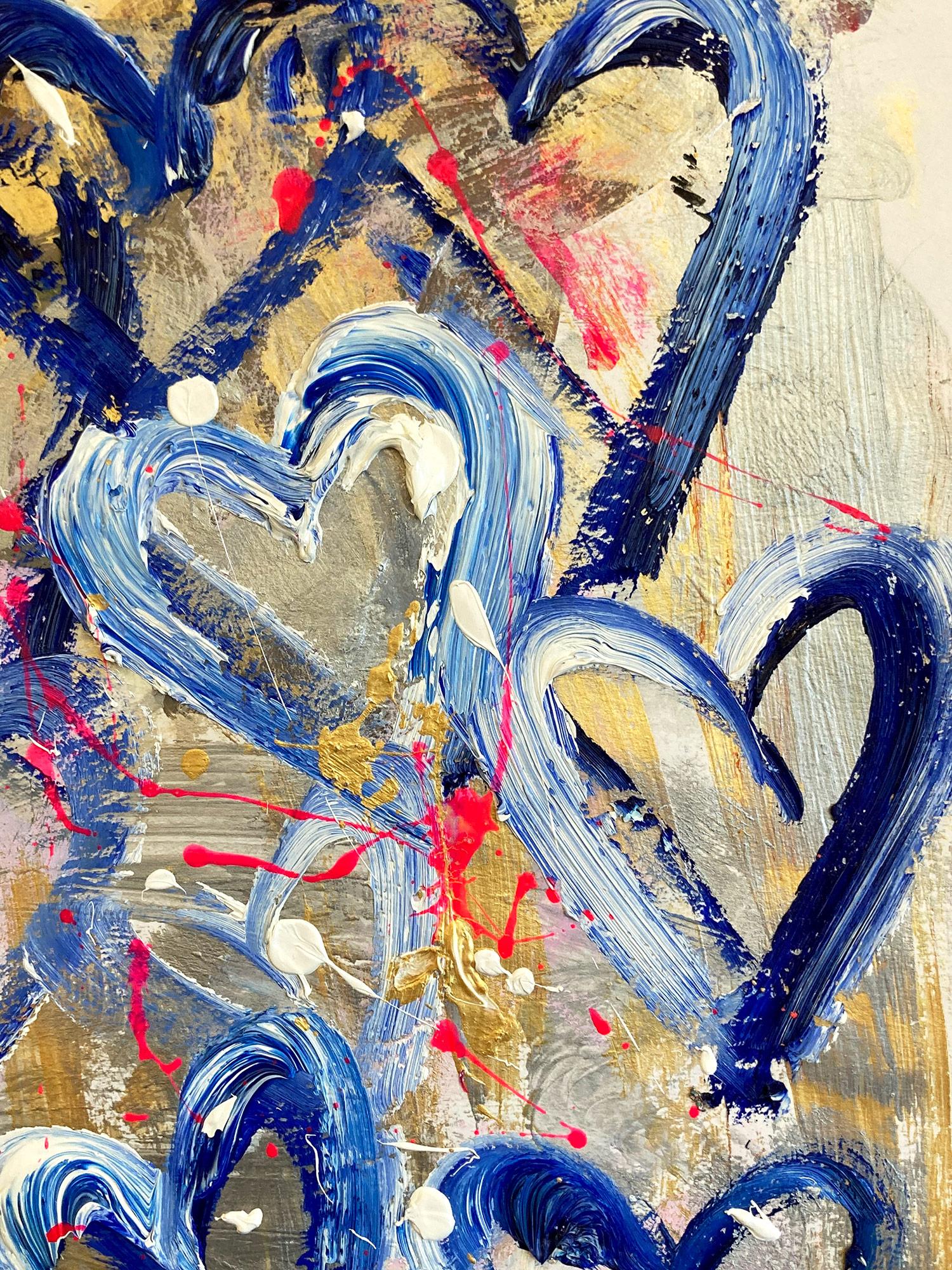 « Take You Dancing », peinture abstraite sur papier représentant des cœurs de pop art colorés - Contemporain Painting par Cindy Shaoul