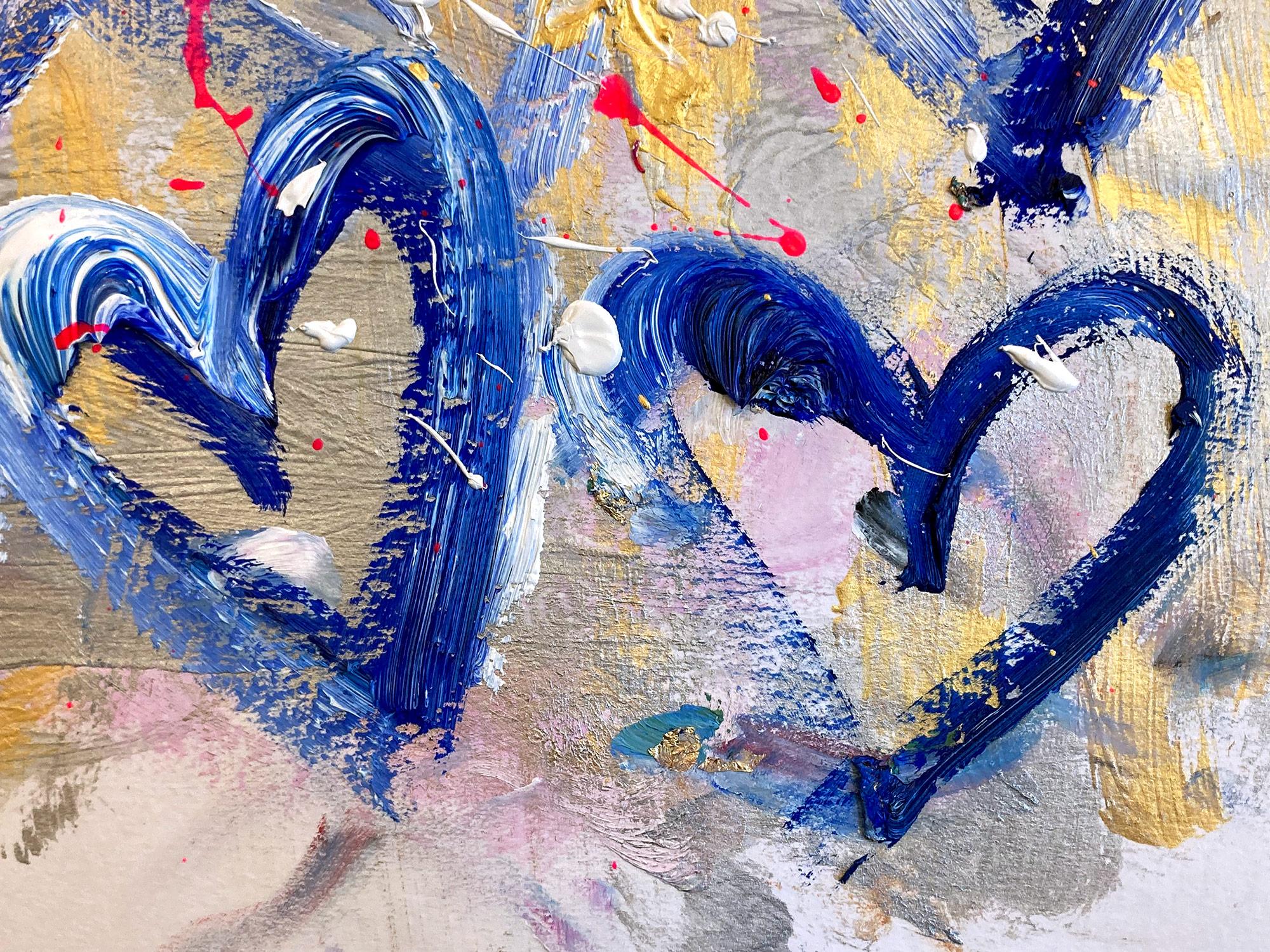 « Take You Dancing », peinture abstraite sur papier représentant des cœurs de pop art colorés en vente 1