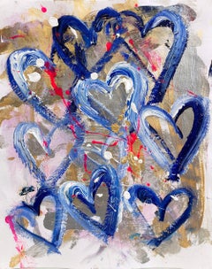 "Llévate a bailar" Pintura abstracta sobre papel con corazones de colores Pop Art