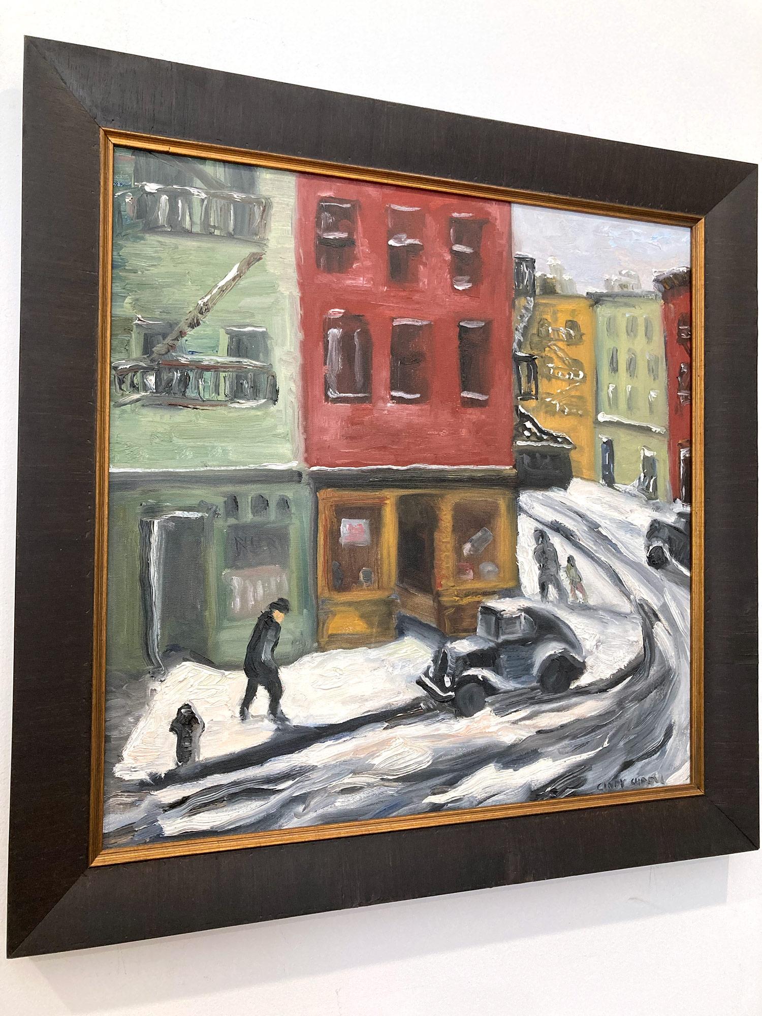 „Tavern Snow, West Village“, impressionistisches Ölgemälde in New York City, 1920er Jahre im Angebot 12