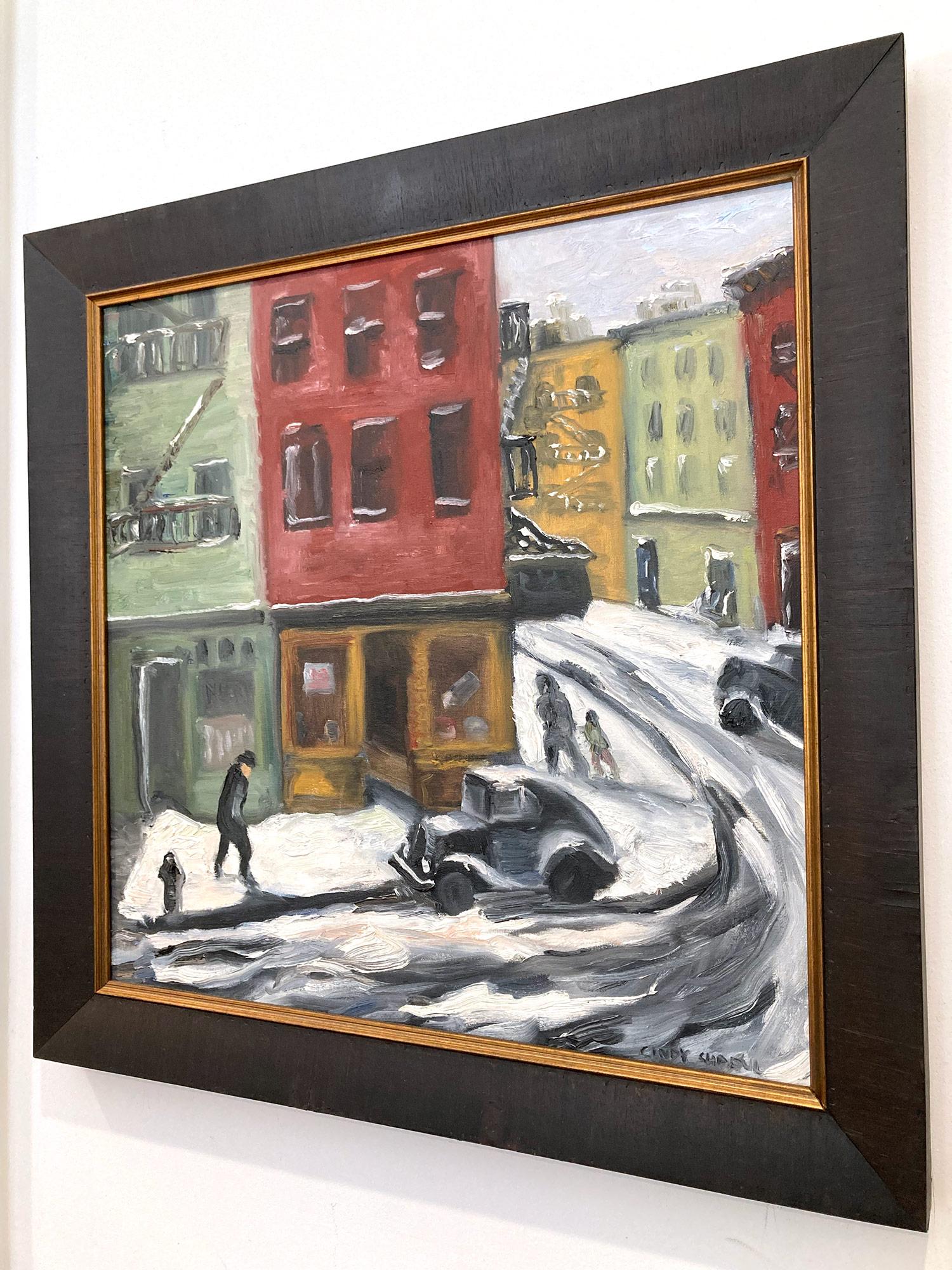 „Tavern Snow, West Village“, impressionistisches Ölgemälde in New York City, 1920er Jahre im Angebot 13