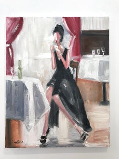 "Tea at the Plaza" New York City Fashion Impressionistic Oil Painting on Canvas