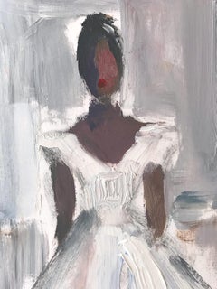 "The Ballerina" Figure in Haute Couture Fashion Show Oil Painting on Paper