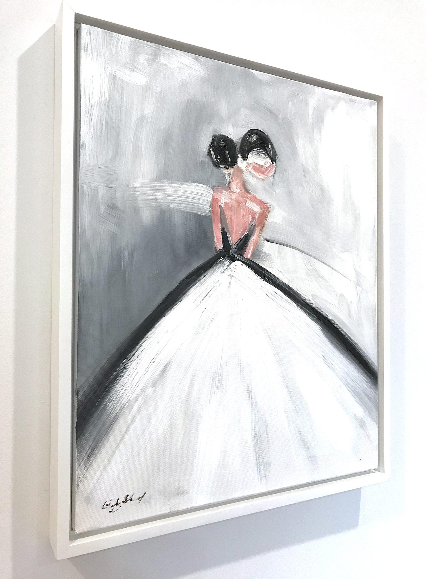 „Die Ballerina“ Figur mit Chanel-Kleid Französisch Haute Couture Öl Leinwand Gemälde im Angebot 5