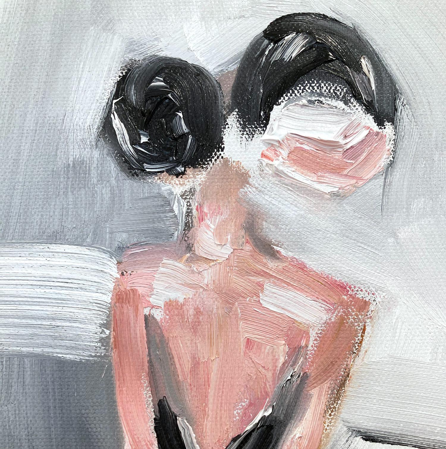 „Die Ballerina“ Figur mit Chanel-Kleid Französisch Haute Couture Öl Leinwand Gemälde (Abstrakt), Painting, von Cindy Shaoul