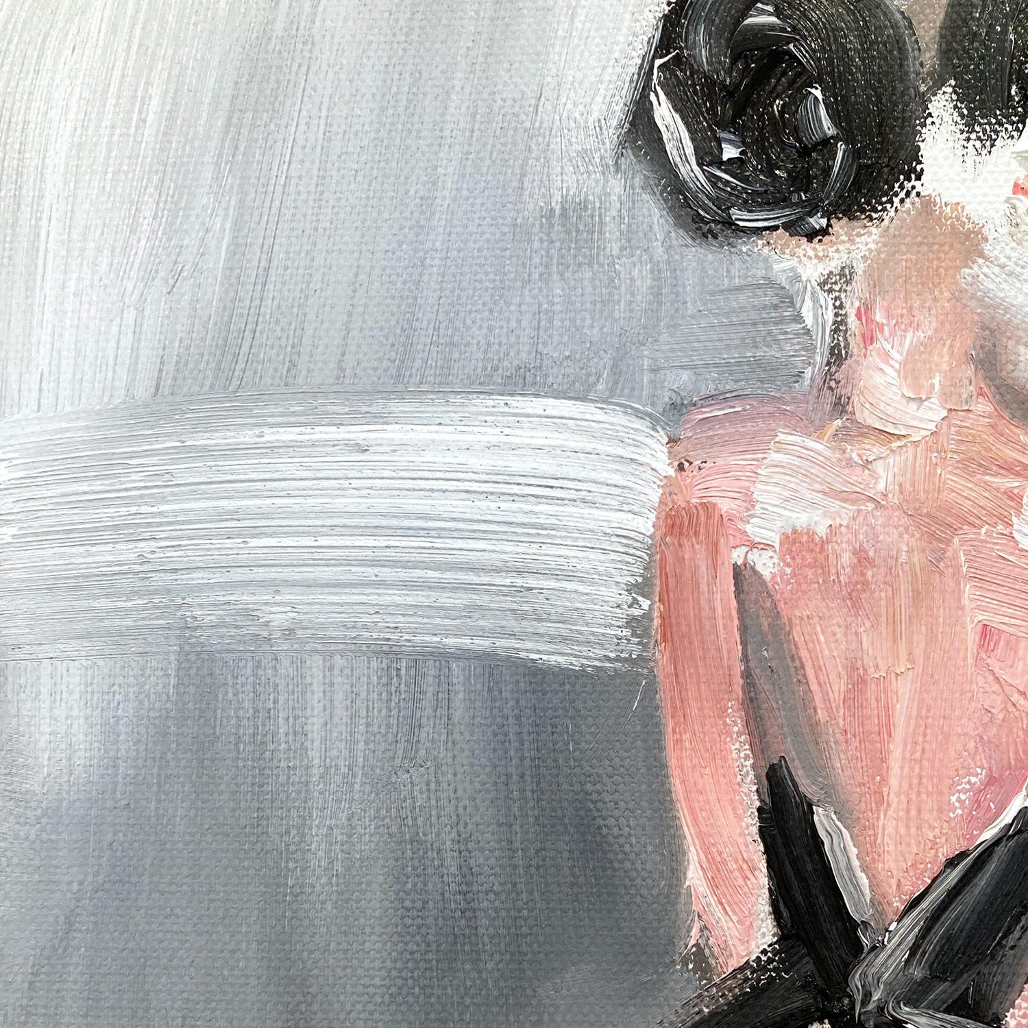 Tableau « La ballerine » avec robe Chanel, peinture à l'huile de haute couture française - Abstrait Painting par Cindy Shaoul