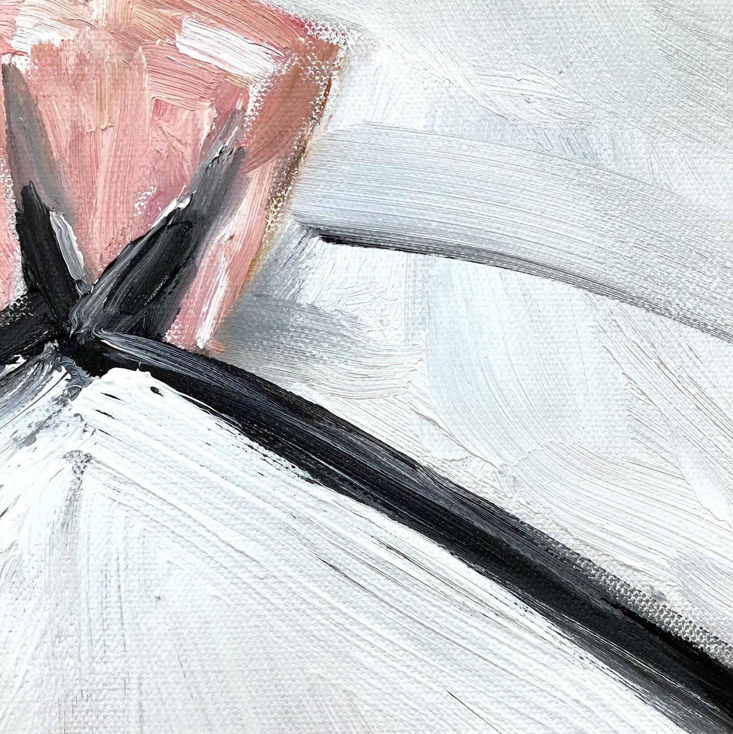 Tableau « La ballerine » avec robe Chanel, peinture à l'huile de haute couture française - Gris Abstract Painting par Cindy Shaoul