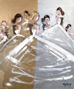 "The Ballerinas" Peinture à l'huile abstraite sur toile