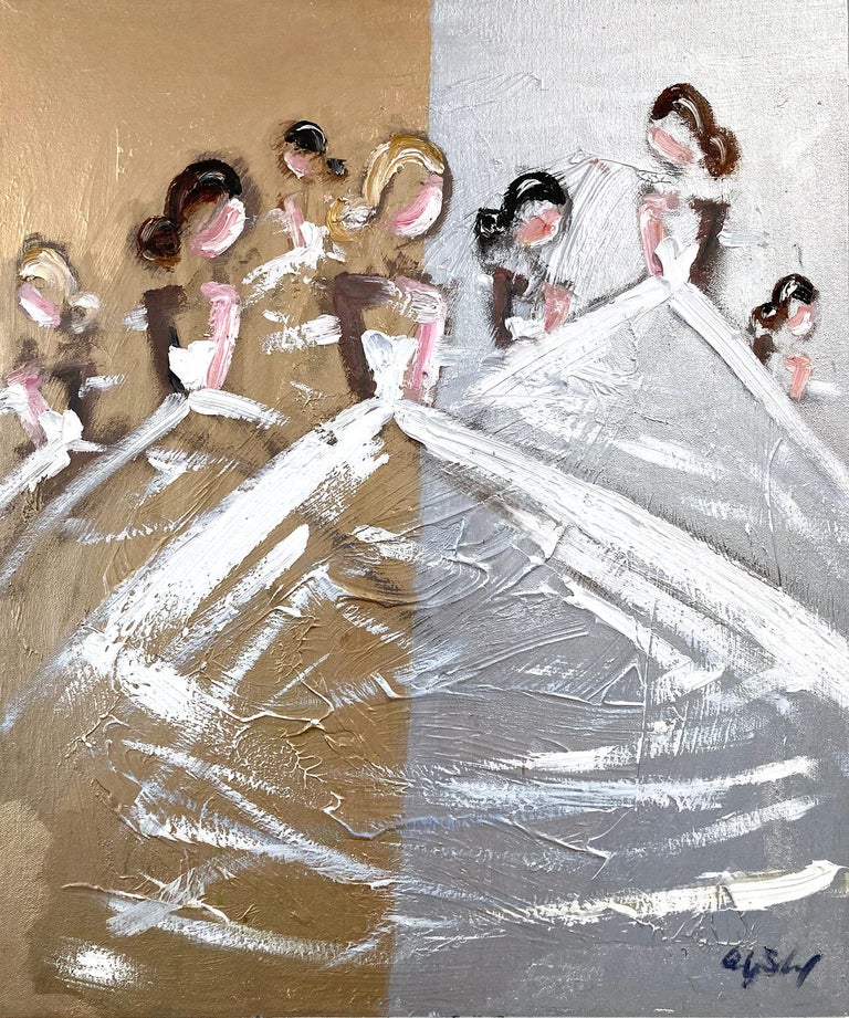 Cindy Shaoul – Abstrakte Figuren mit Kleidern, Französisches Ölgemälde auf  Leinwand, „The Ballerinas“ im Angebot bei 1stDibs | abstrakte menschen  figuren