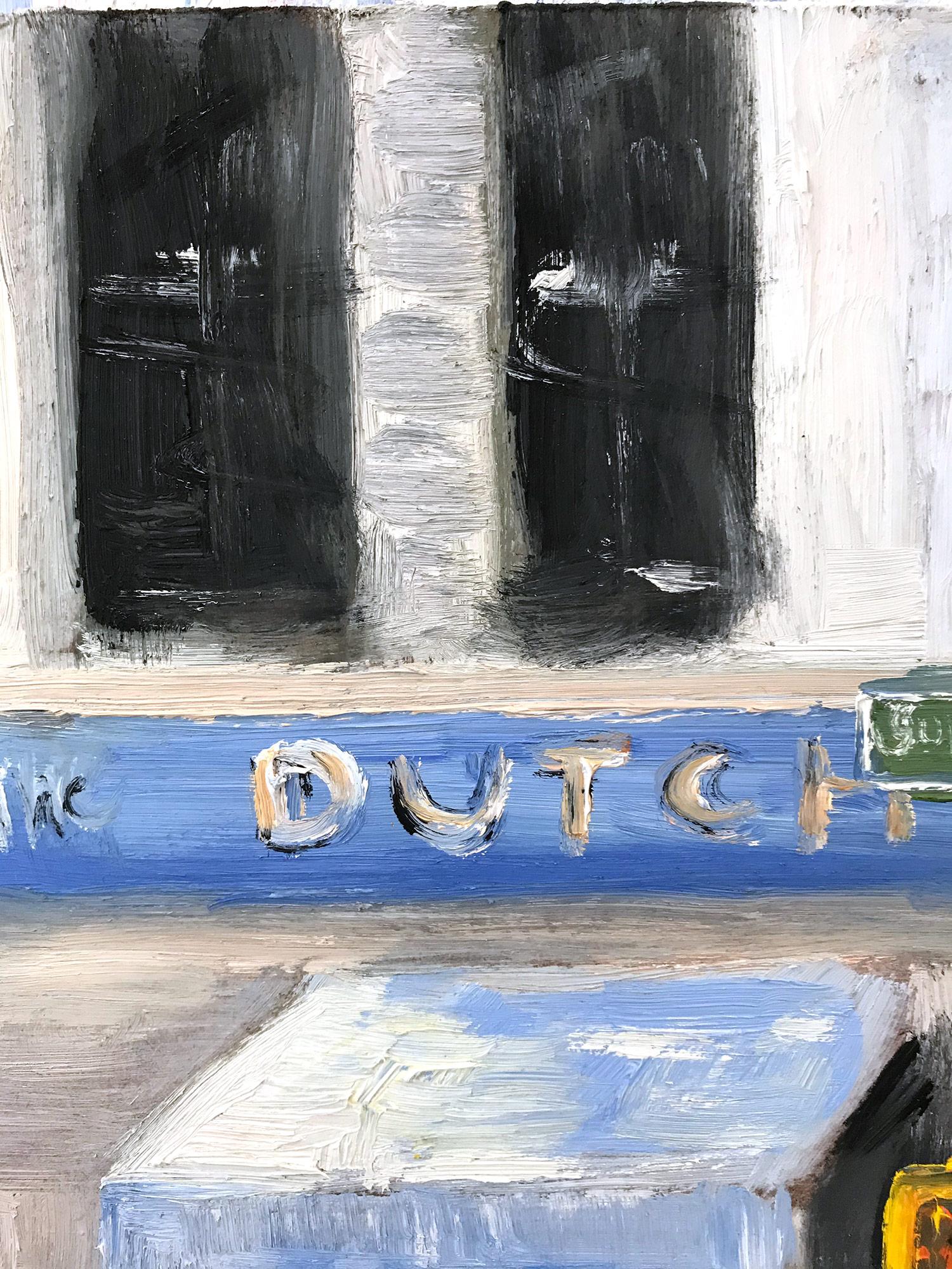 Impressionistisches Ölgemälde auf Karton „The Dutch“ Plein Air mit Figuren und Autos, Impressionistisches Ölgemälde im Angebot 1