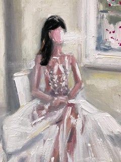 "The Seated Butterfly" Haute Couture Impressionistic Oil Painting on Canvas