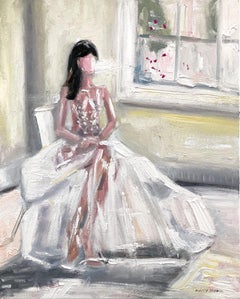 "Le papillon assis" Peinture à l'huile impressionniste haute couture sur toile