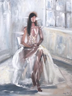 "The Seated Butterfly" Paris Fashion Impressionistic Oil Painting Canvas