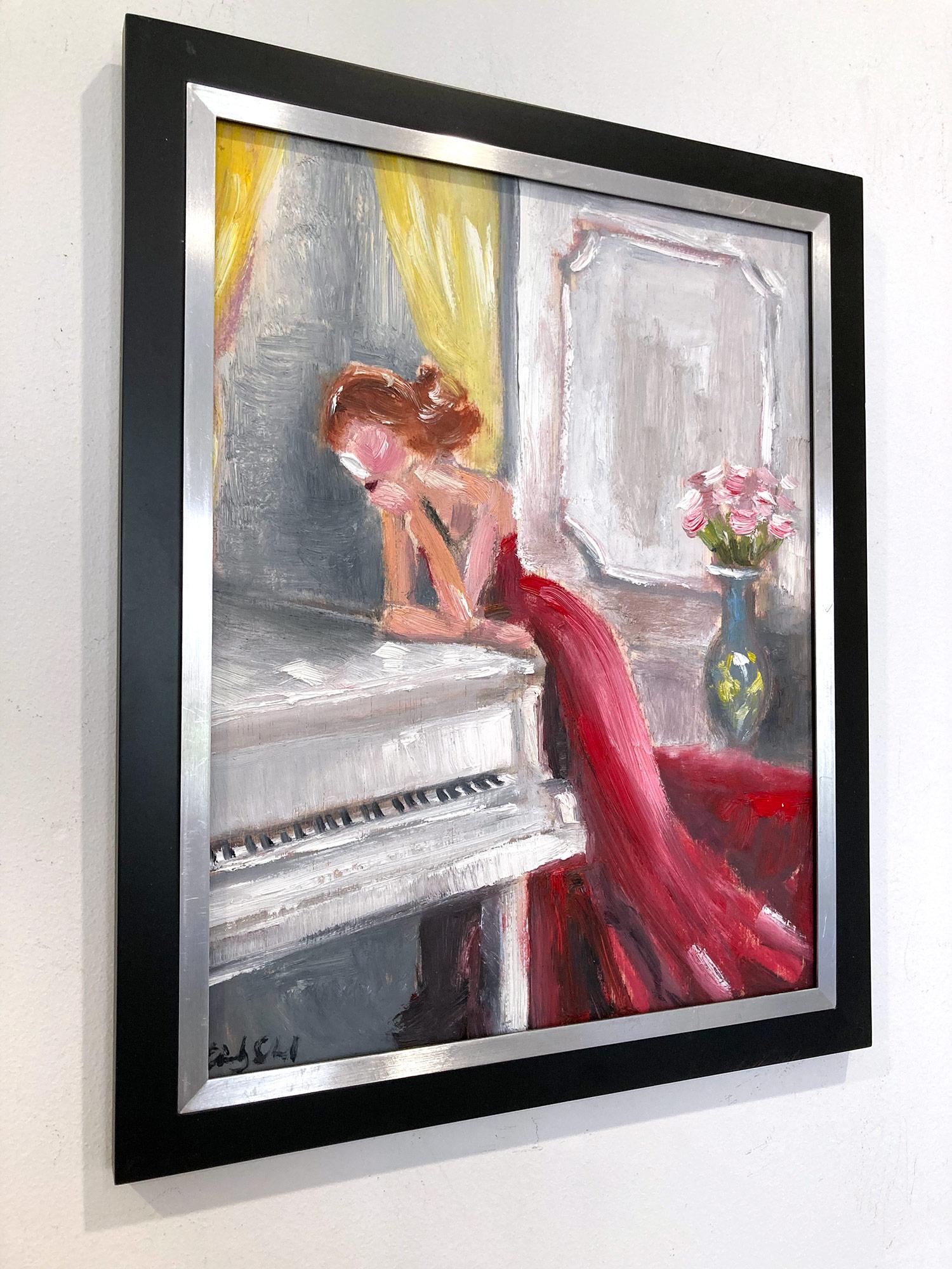 Impressionistisches Ölgemälde „Thinking of Her Next Song“ von Haute Couture & Piano im Angebot 6