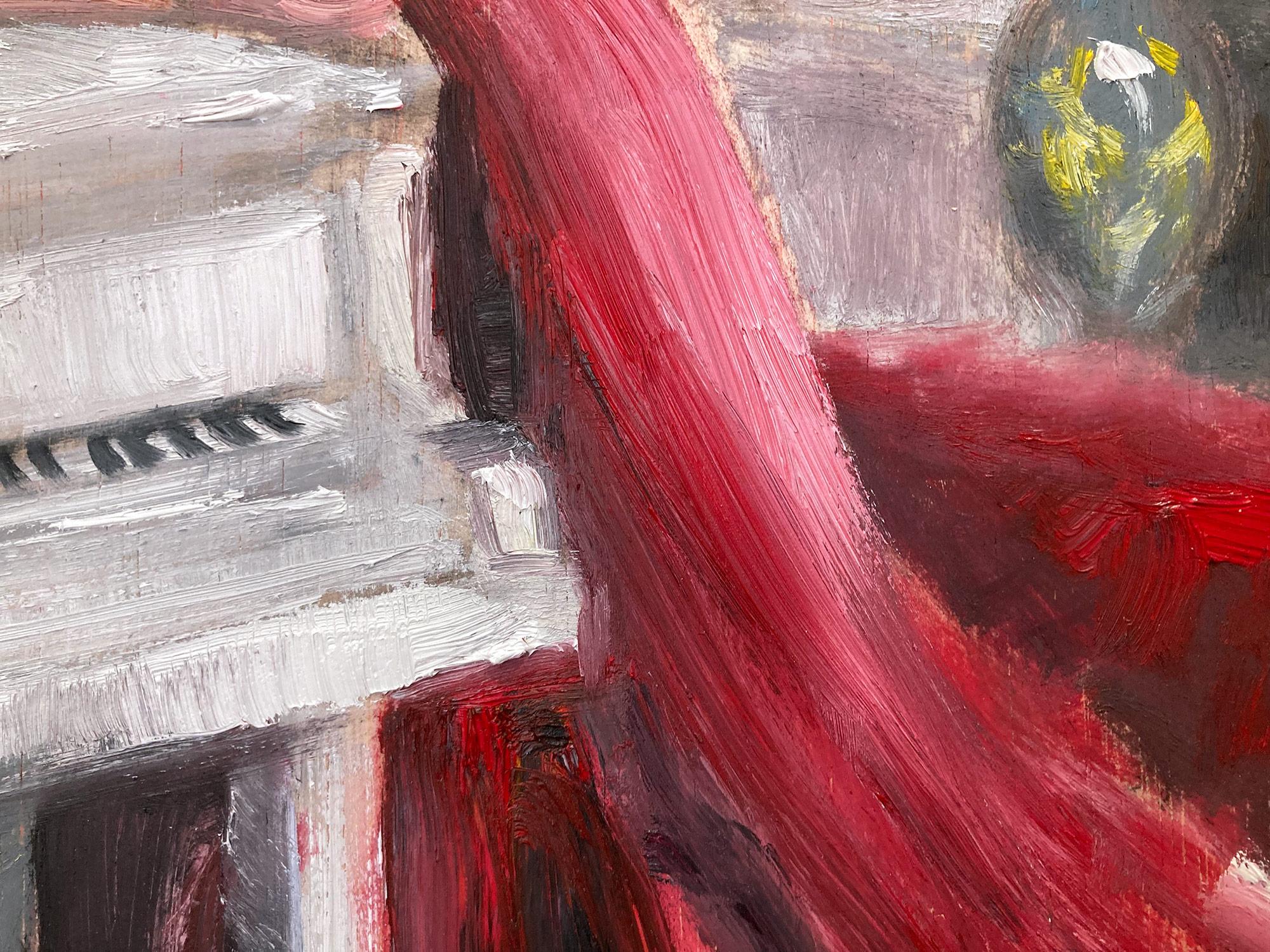 Impressionistisches Ölgemälde „Thinking of Her Next Song“ von Haute Couture & Piano im Angebot 4